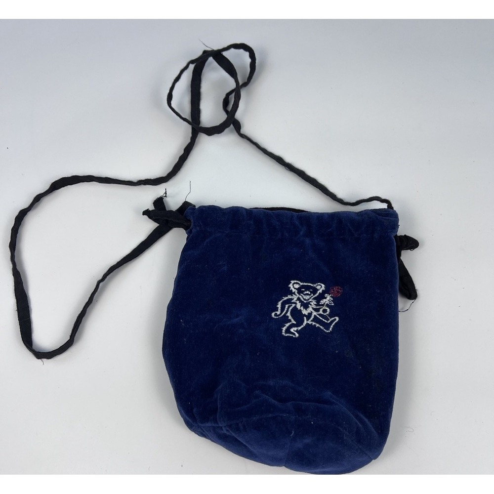 Vintage 1993 Grateful Dead Dancing Bear Velvet Crossbody Bag Purse Nepal Blue